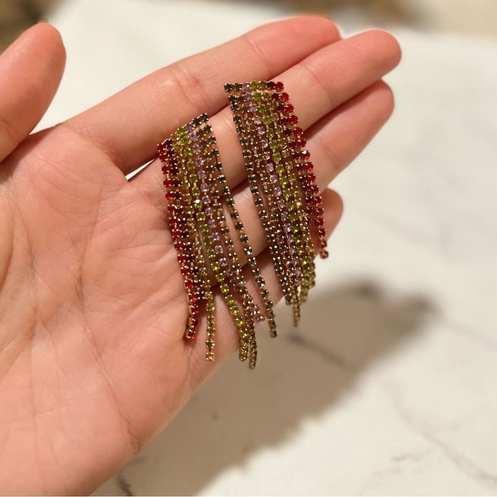 Dangly Rainbow Crystal Earrings